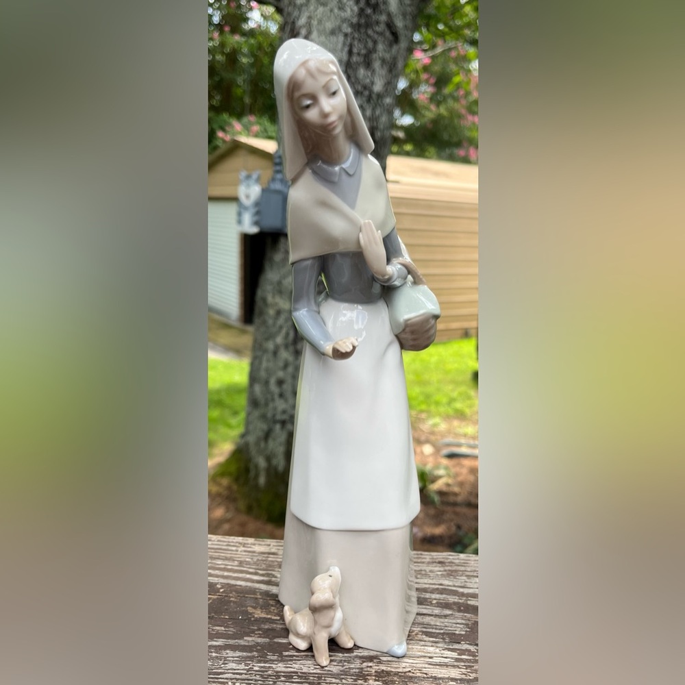 Lladro Shepherdess with puppy